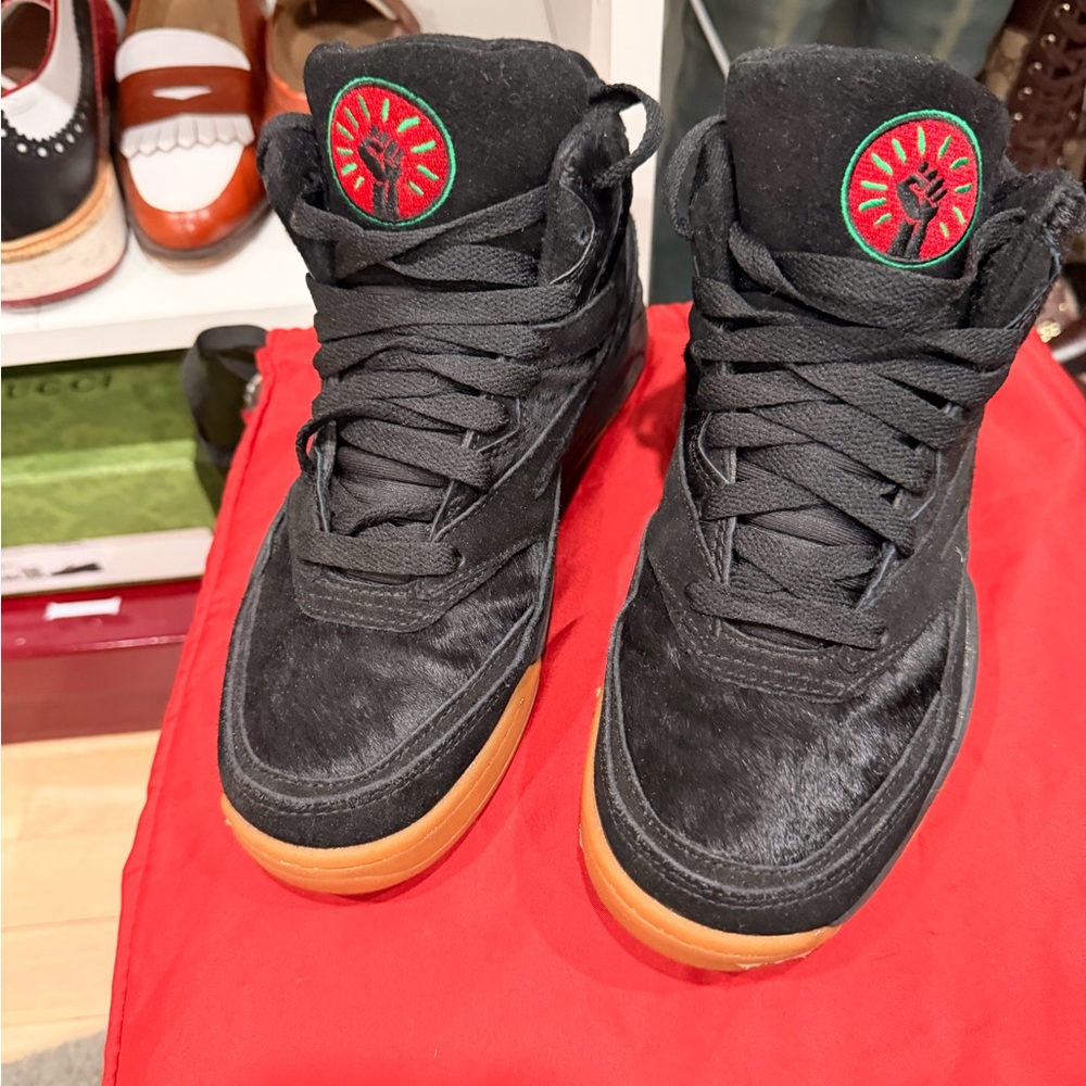 Black High-Top Sneakers with Gum Sole